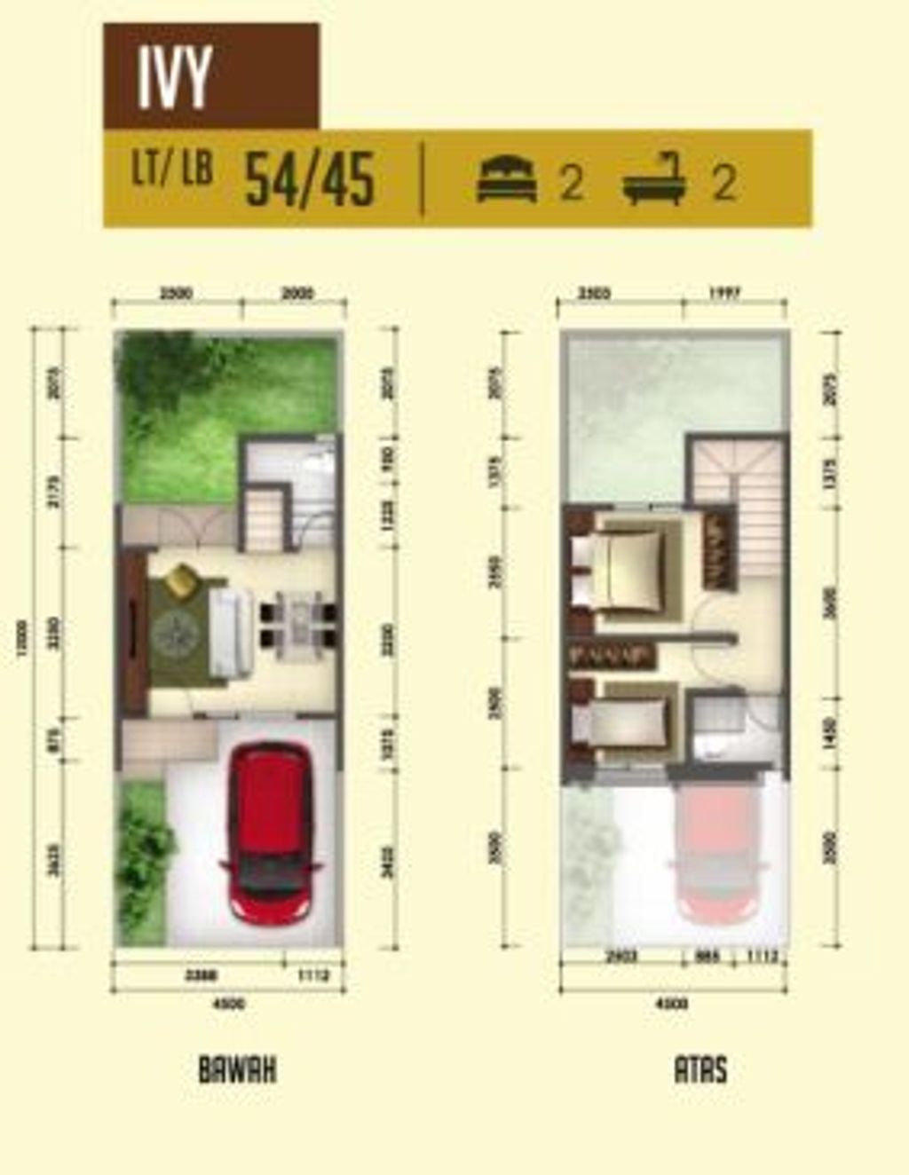 foto denah rumah tipe IVY perumahan GRAHA RAYA FORTUNE TERRACE