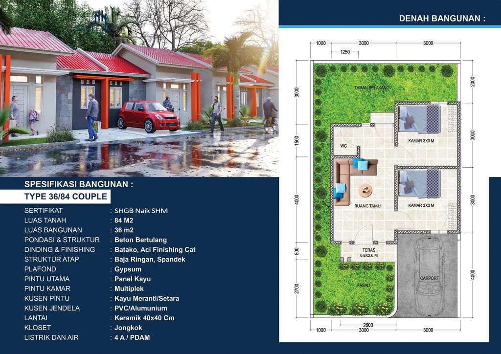 foto denah rumah tipe 36 perumahan NOBLE HOUSE