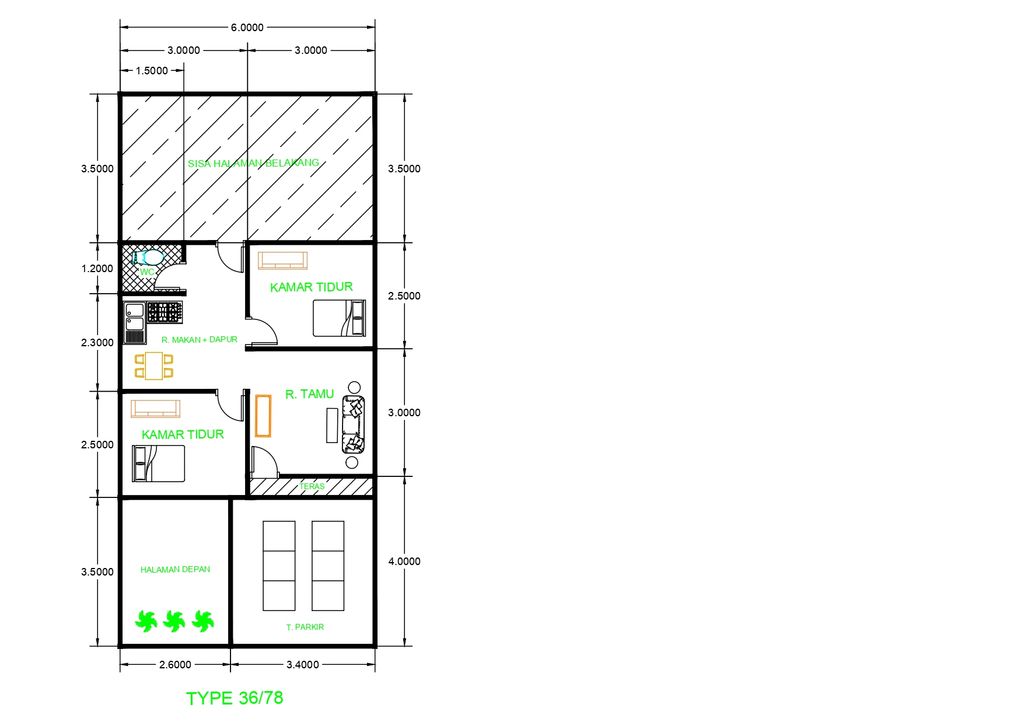 foto denah rumah tipe 36/78 perumahan ARAYA RESIDENCE 5