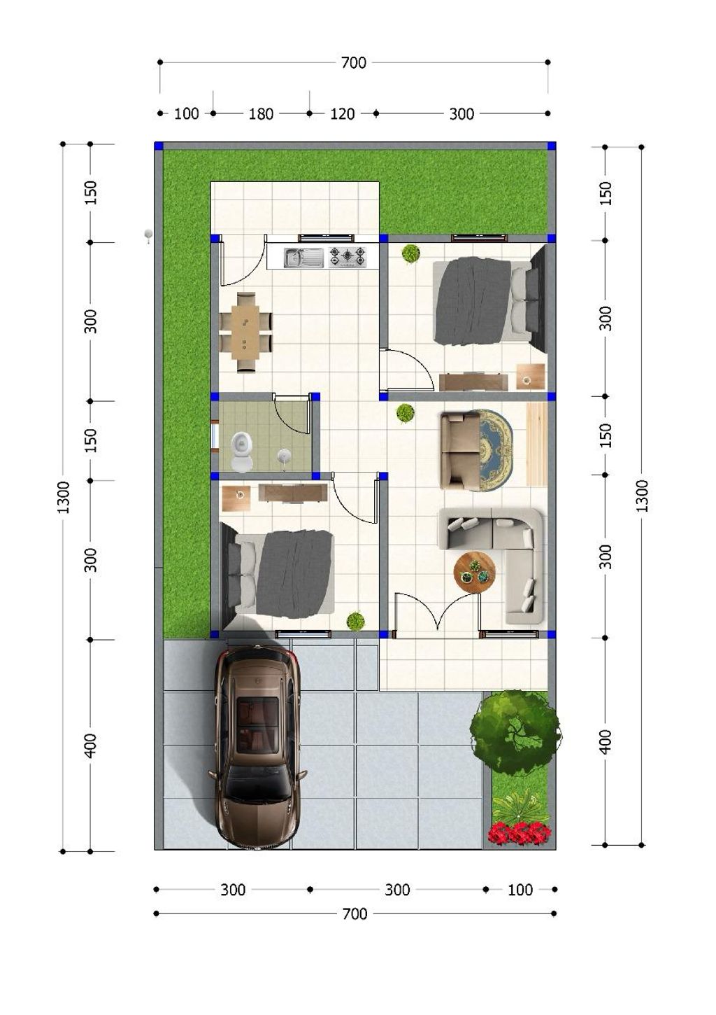 foto denah rumah tipe VIOLIN perumahan CENTER PARK HARMONY