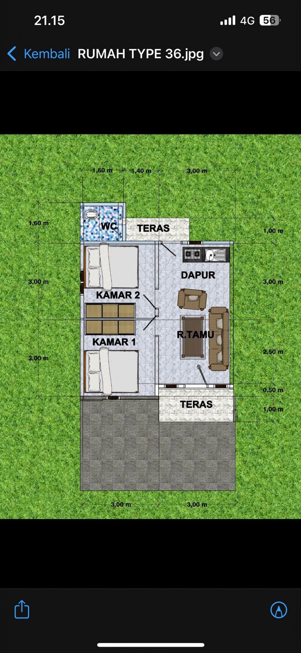 foto denah rumah tipe 36 perumahan GRIYA PANDAU ASRI