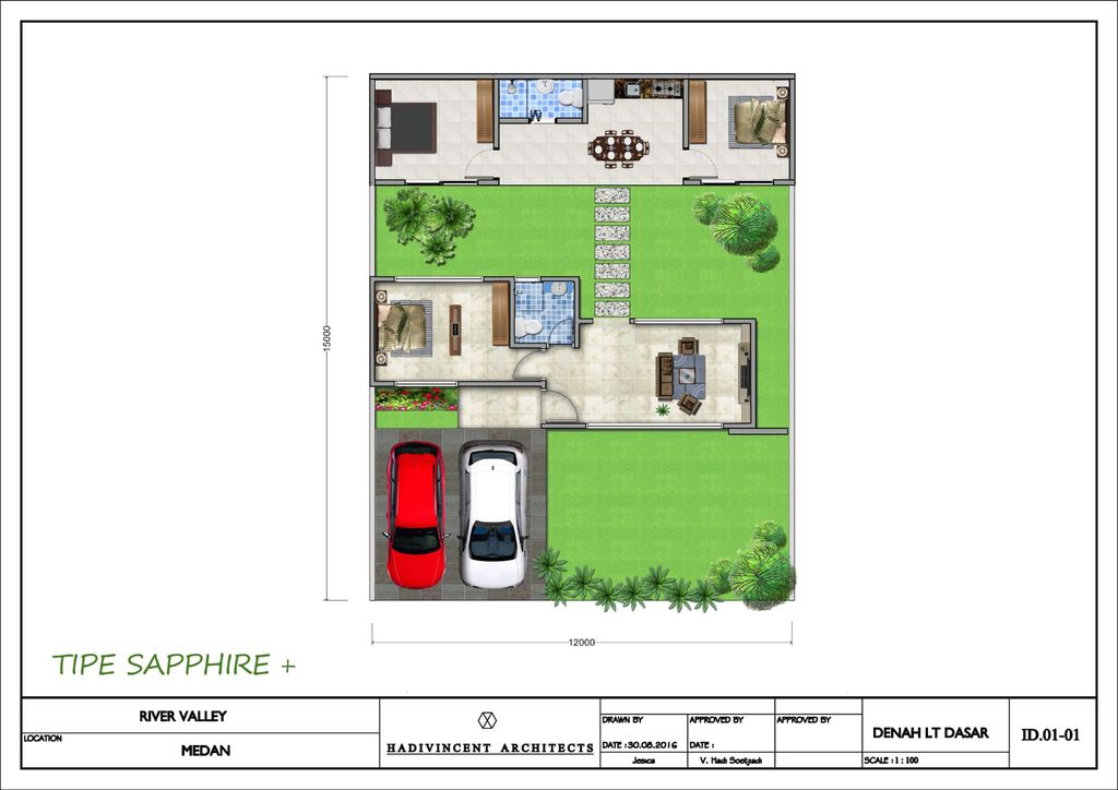 foto denah rumah tipe SAPPHIRE NEW perumahan RIVER VALLEY RESIDENCE