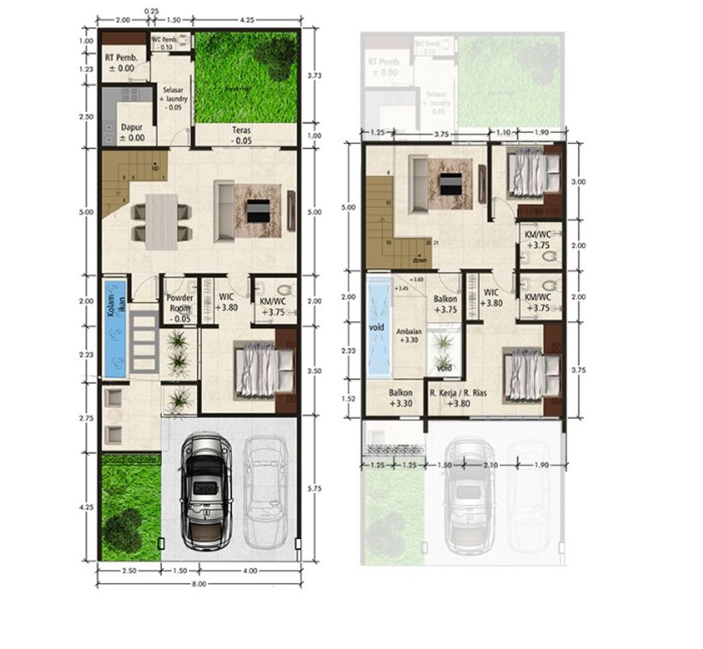 foto denah rumah tipe T. 182/168 perumahan Villa Puncak Tidar