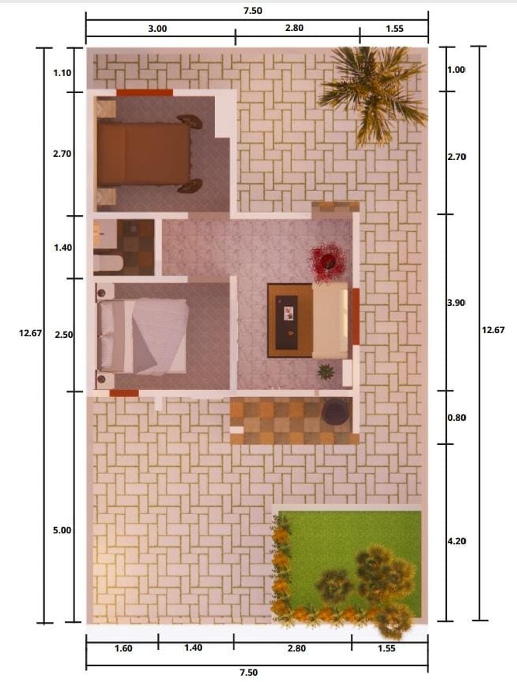 foto denah rumah tipe 30/95 perumahan Mahkota Residence