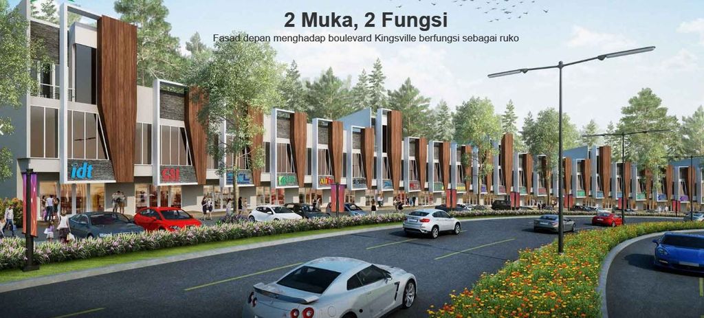 foto tampak rumah tipe KINGSHOP 3 LANTAI perumahan Rancamaya Golf Estate