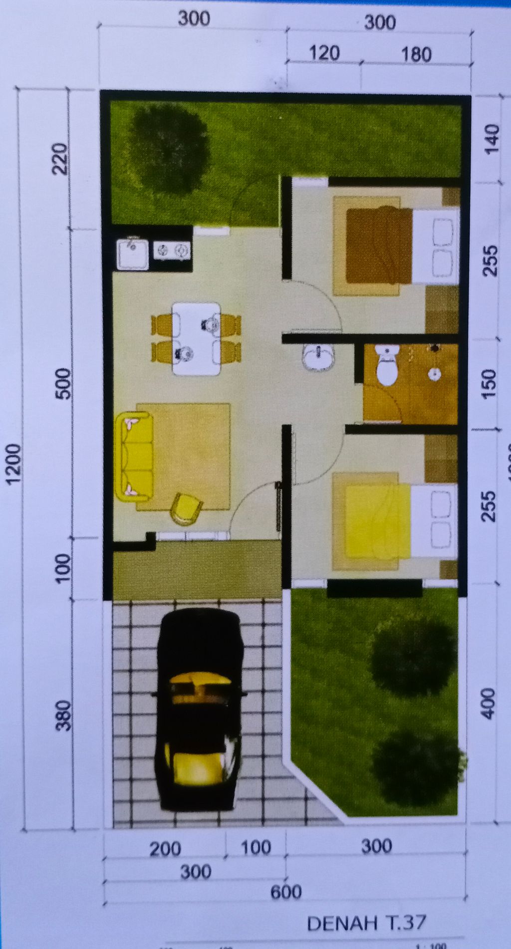 foto denah rumah tipe 37/72 perumahan GRAND CITRA RESIDENCE