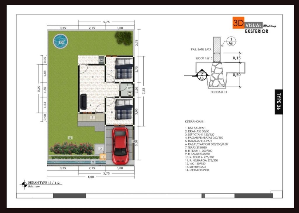 foto denah rumah tipe 36 perumahan GRAND TULIP