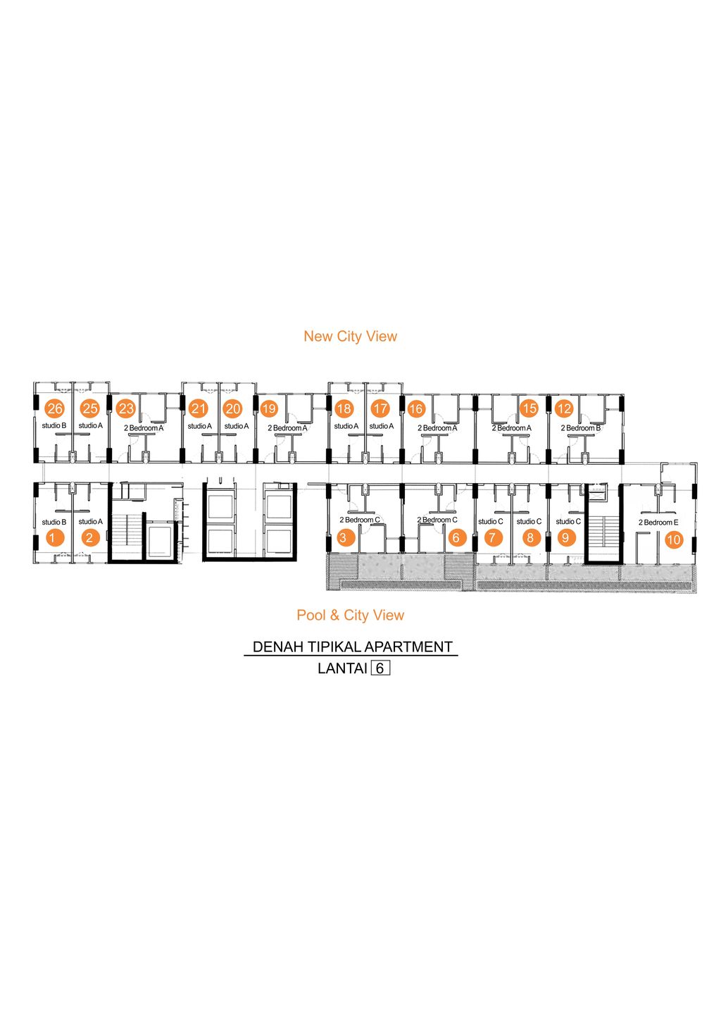 foto denah rumah tipe 2 BR D perumahan APARTEMEN TAMAN SARI URBANO