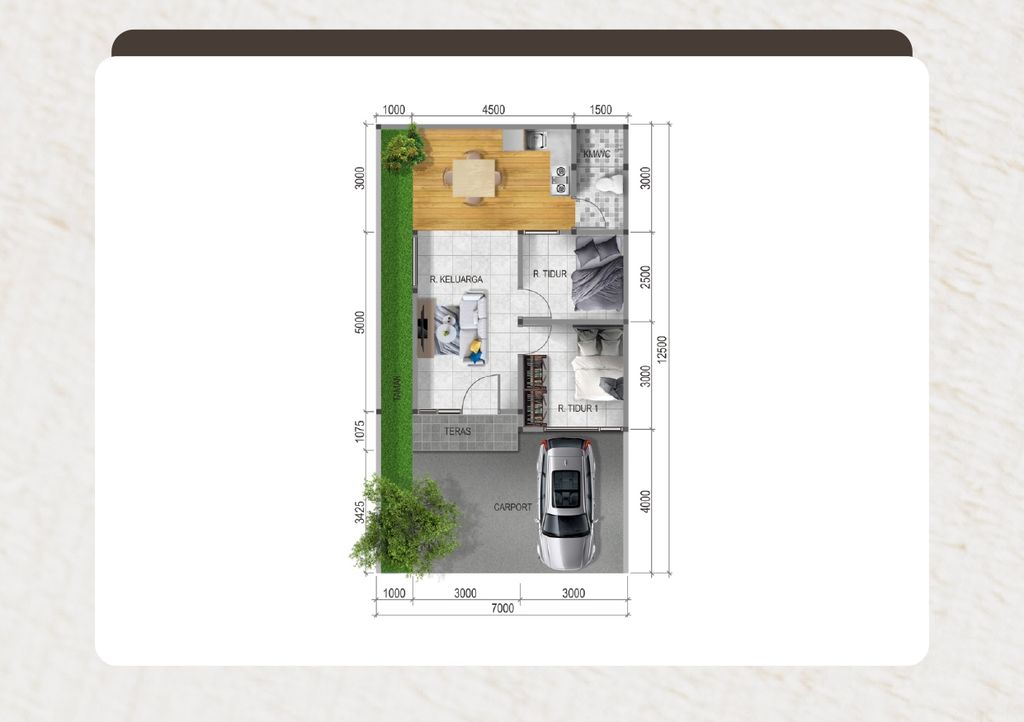 foto denah rumah tipe ROSEWOOD perumahan SAWANGAN PERMAI.