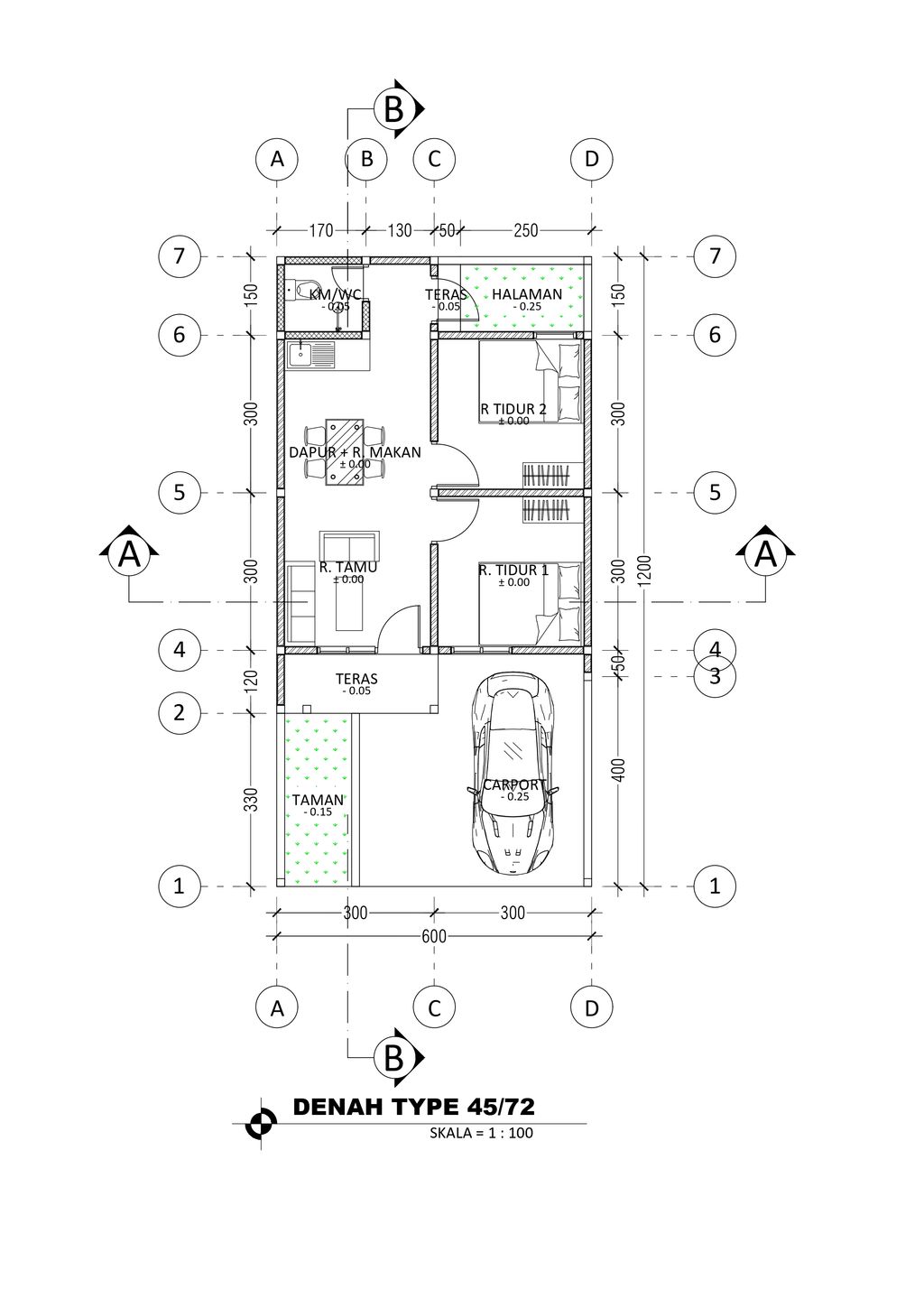 foto denah rumah tipe 45/72 perumahan HAVANA PARK