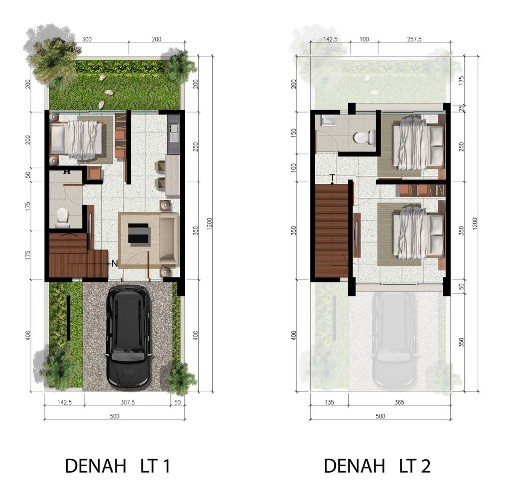 foto denah rumah tipe 5x12 3BR perumahan ROYAL RESIDENCE MENGANTI