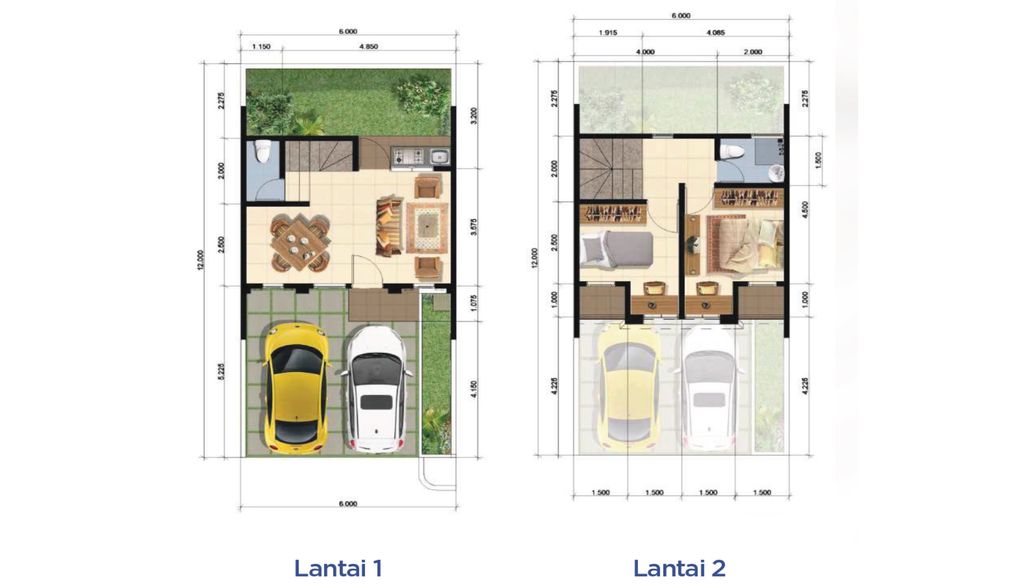 foto denah rumah tipe ZINNIA 58/72 SEPT 23 perumahan PANJIBUWONO RESIDENCE