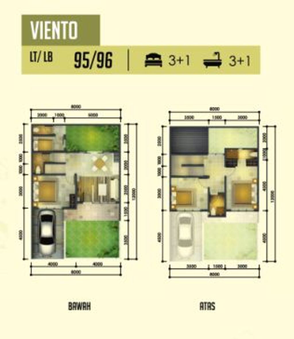 foto denah rumah tipe VIENTO perumahan GRAHA RAYA FORTUNE BREEZE