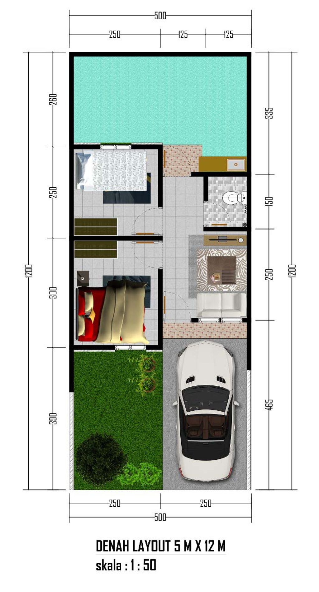 foto denah rumah tipe ABIYAN 5X12 perumahan PERUMAHAN BUMI SAKINAH 2