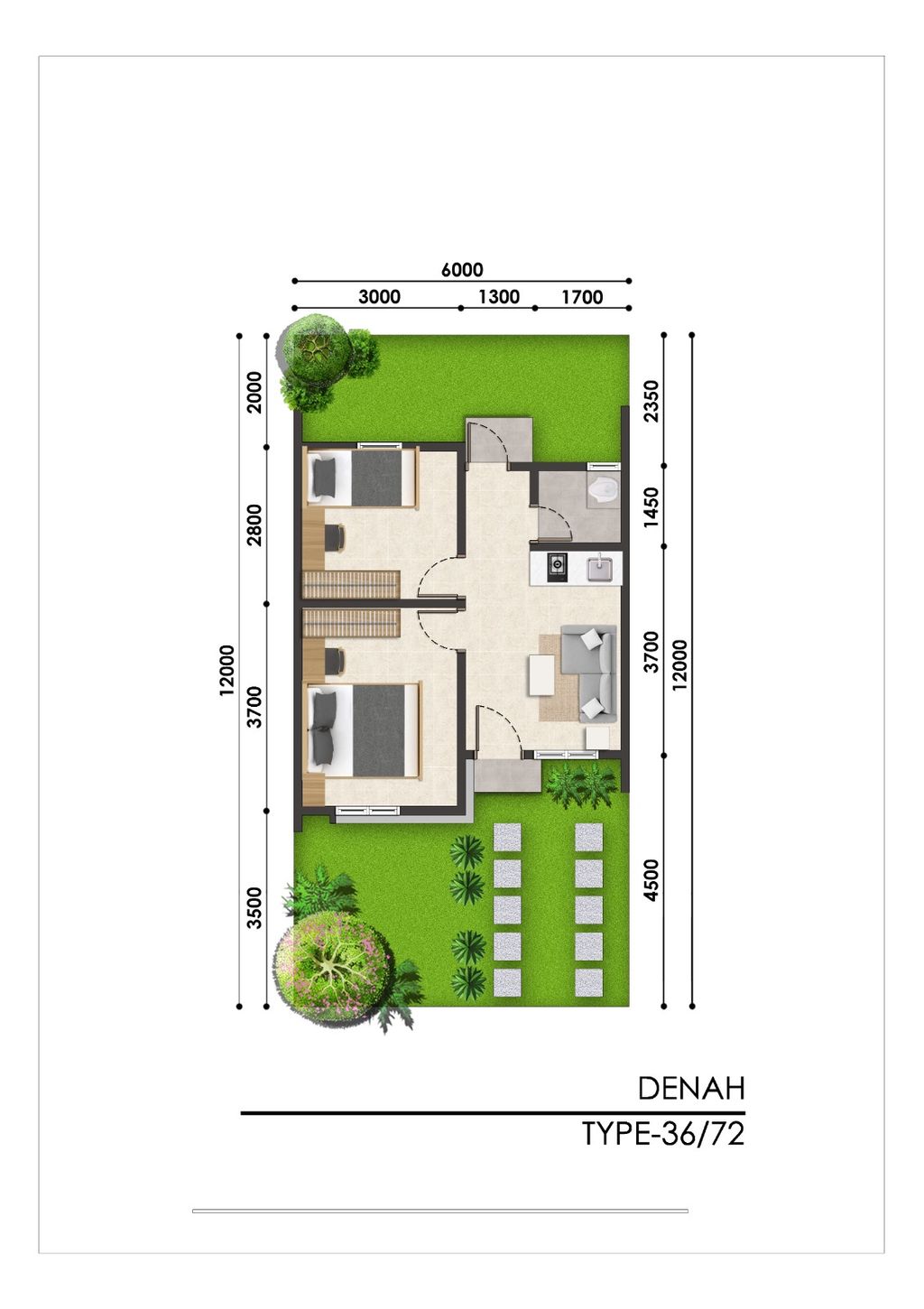 foto denah rumah tipe 30/79 KLP 06/33 perumahan KOTA PODOMORO TENJO - KANA KALAMENTA