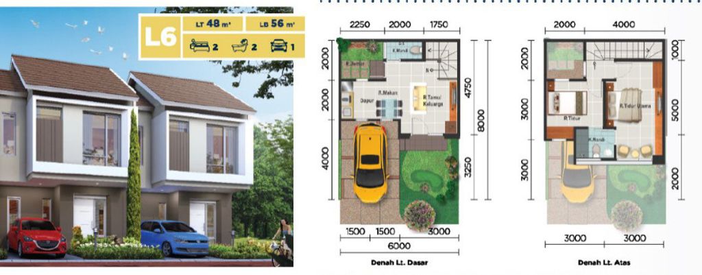 foto denah rumah tipe LECHUZA/52 perumahan CLUSTER MALIBU VILLAGE
