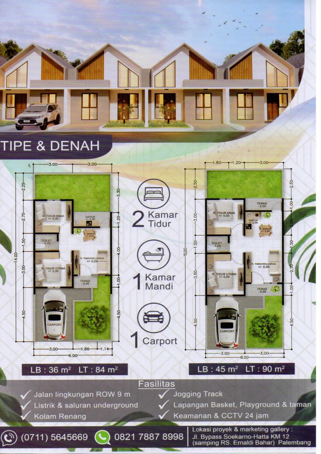 foto denah rumah tipe Vella perumahan GREEN RESORT 4