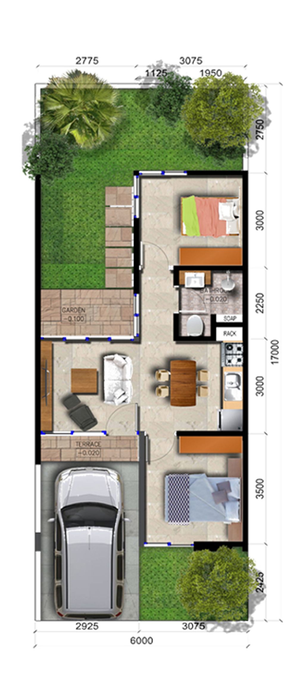 foto denah rumah tipe Edelweiss 2024 perumahan The Visenda One Residence