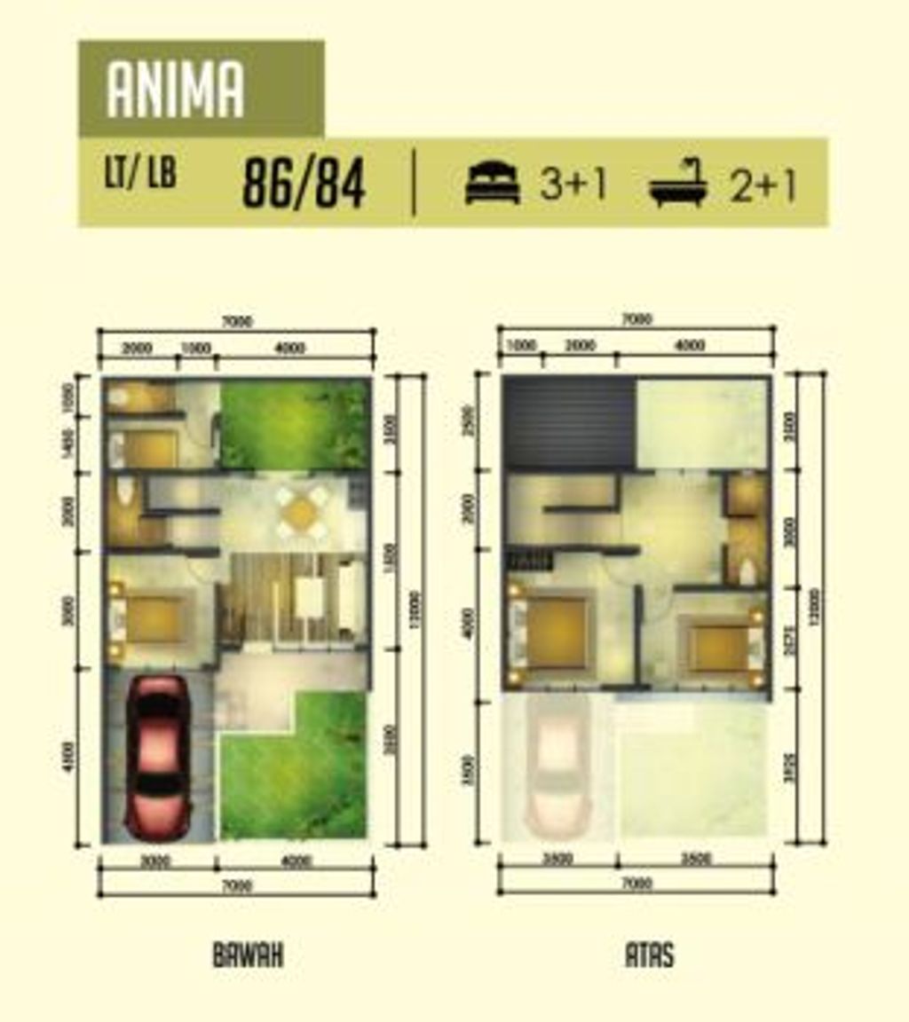 foto denah rumah tipe ANIMA perumahan GRAHA RAYA FORTUNE BREEZE