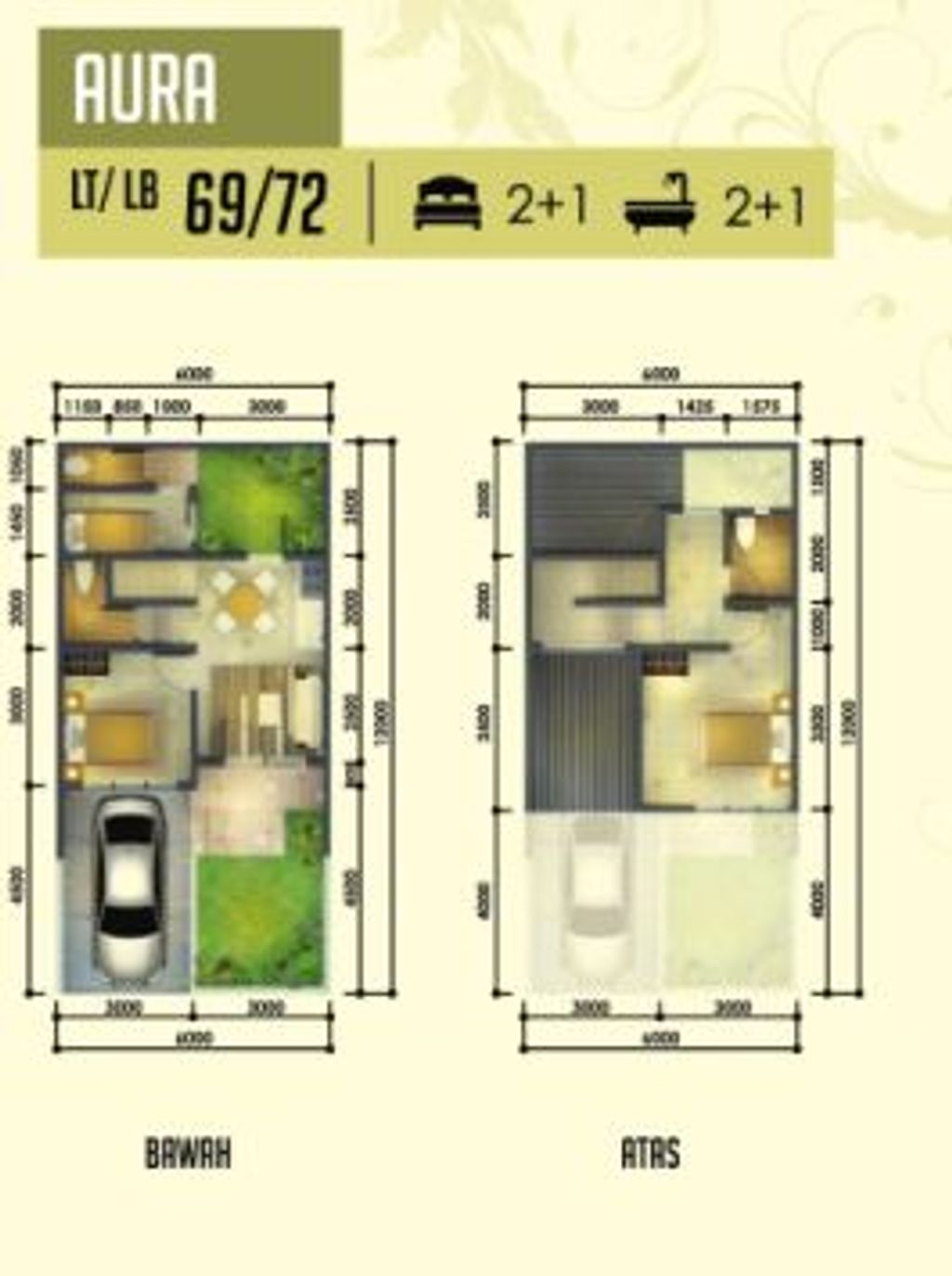foto denah rumah tipe AURA perumahan GRAHA RAYA FORTUNE BREEZE