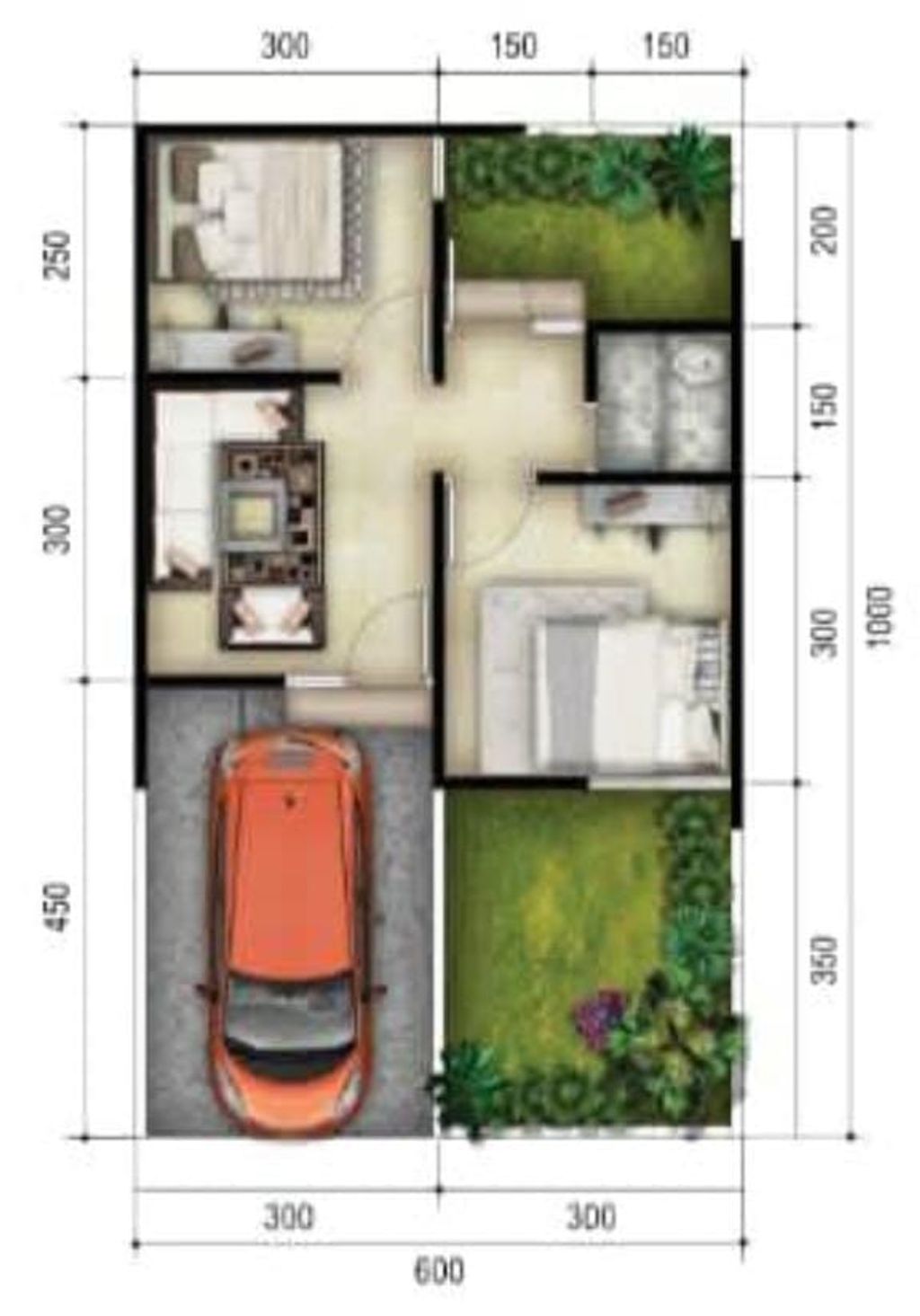 foto denah rumah tipe 30/60 perumahan SANTUY RESIDENCE