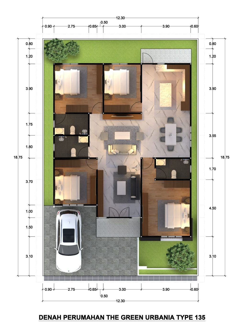 foto denah rumah tipe London Standar Barat perumahan The Green Urbania