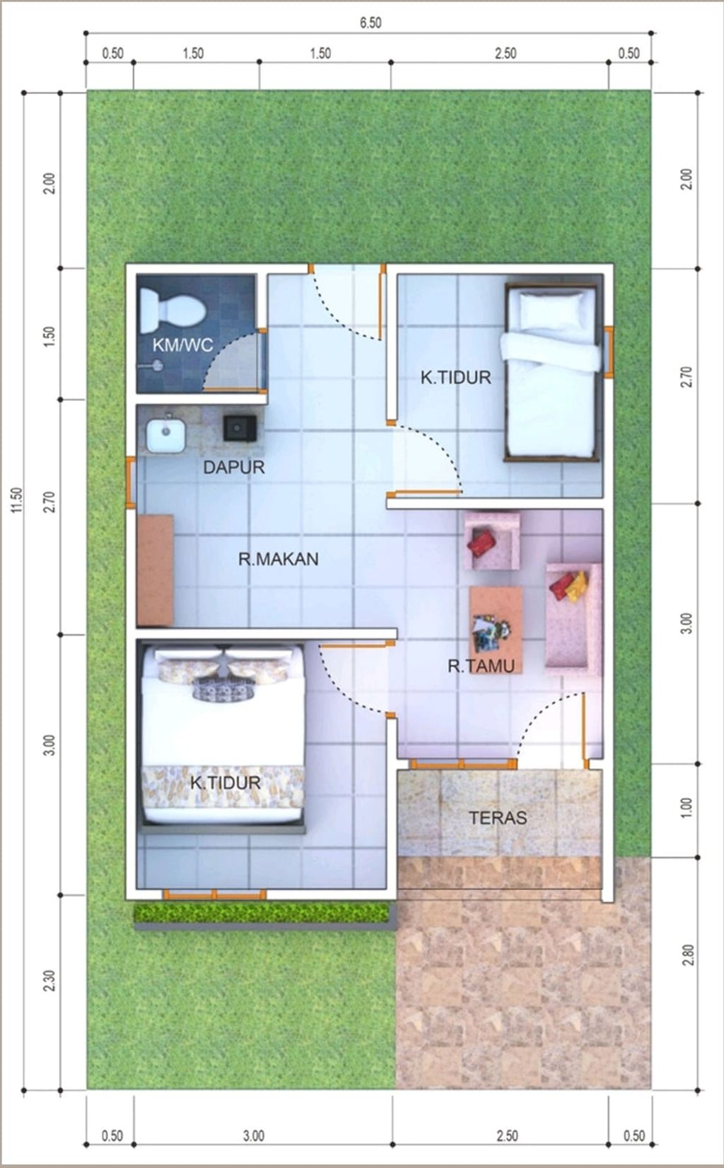 foto denah rumah tipe 36 perumahan DSunny Cluster