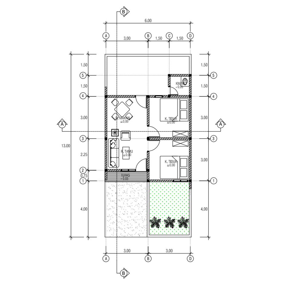 foto denah rumah tipe 36/78 perumahan Adilah Residence