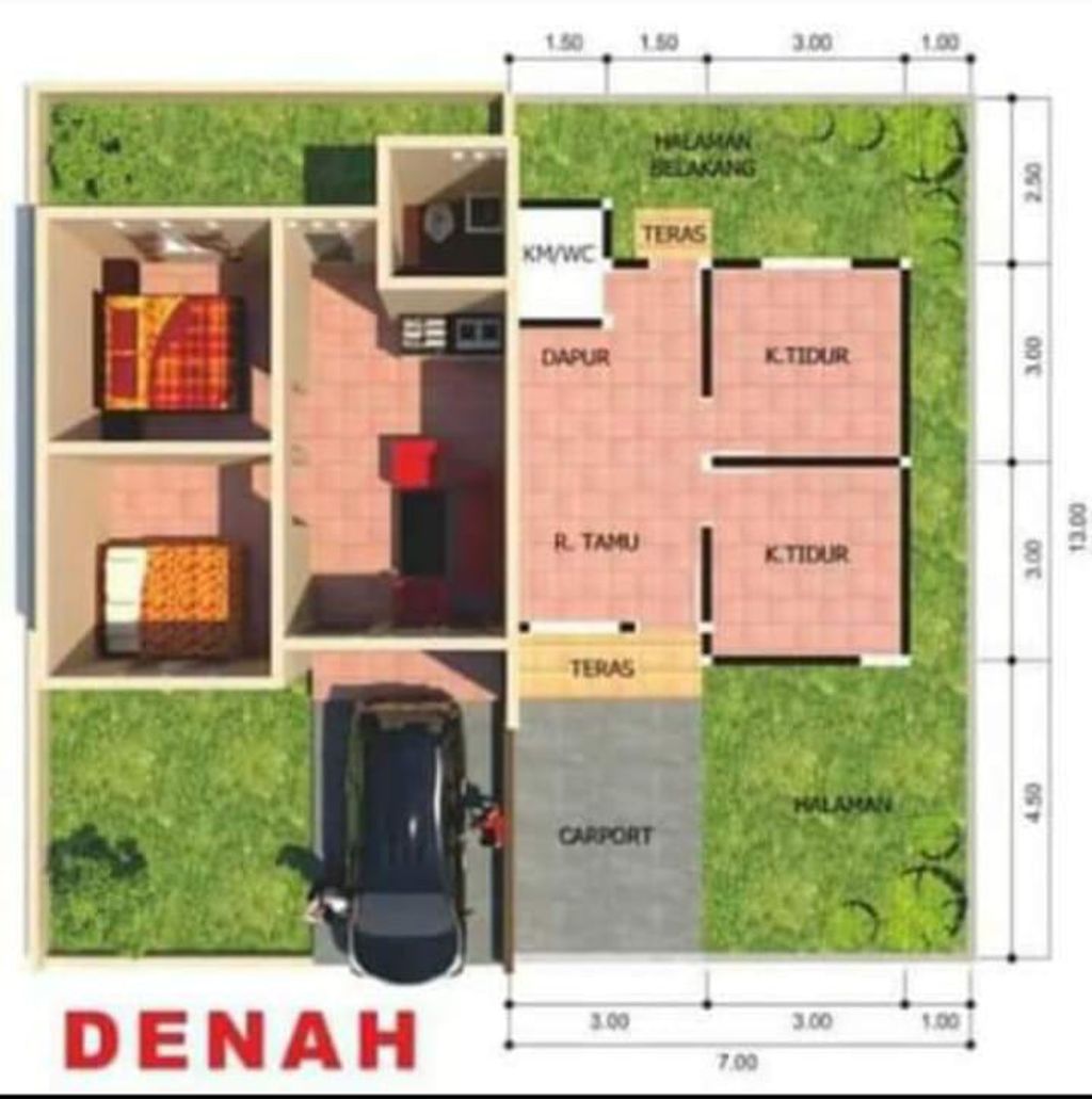 foto denah rumah tipe 36/90 perumahan Agape Residence Primadona