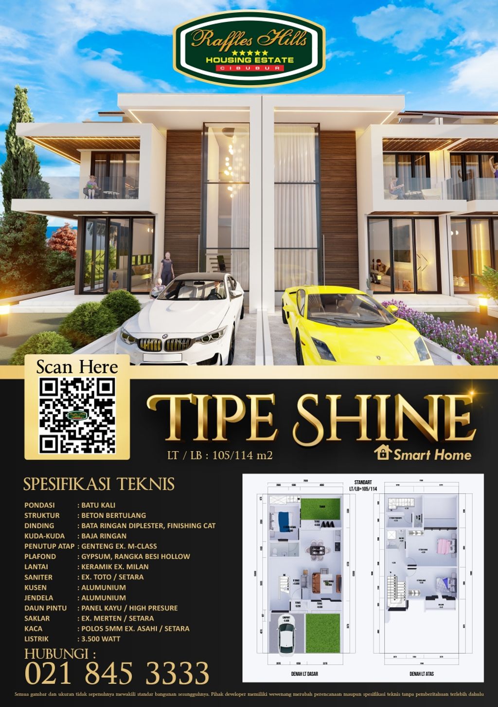 foto tampak rumah tipe SHINE perumahan RAFFLES HILLS DEPOK
