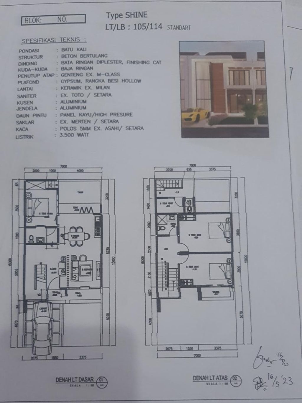 foto denah rumah tipe SHINE perumahan RAFFLES HILLS DEPOK