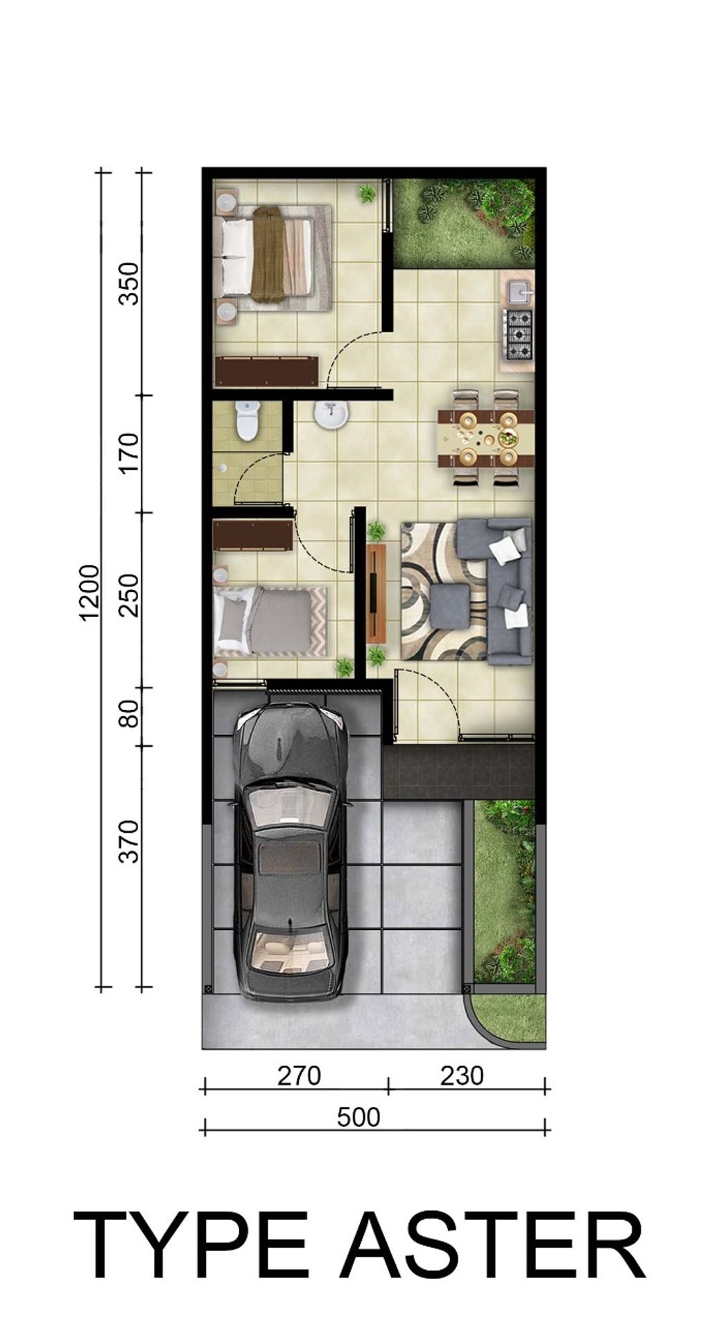 foto denah rumah tipe ASTER perumahan MAGNOLIA RESIDENCE 2