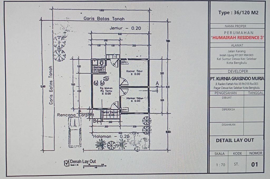 foto denah rumah tipe 36 perumahan PERUMAHAN HUMAIRAH RESIDENCE 3