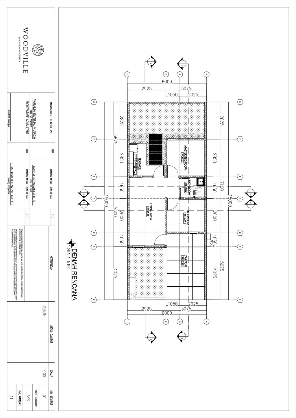 foto denah rumah tipe Cedar 40/90 perumahan Woodville Residence
