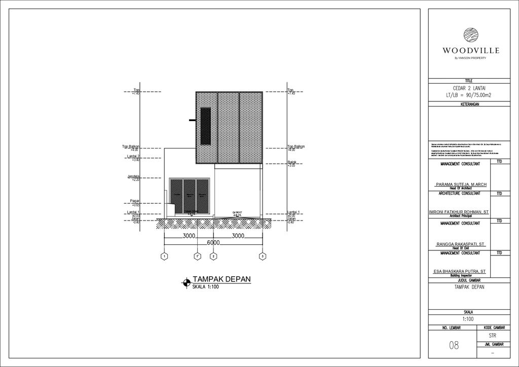 foto tampak rumah tipe Cedar 75/90 perumahan Woodville Residence