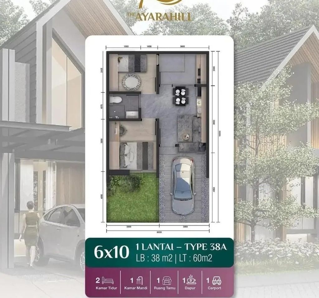 foto denah rumah tipe GAIA perumahan The Ayarahill AT Serpong