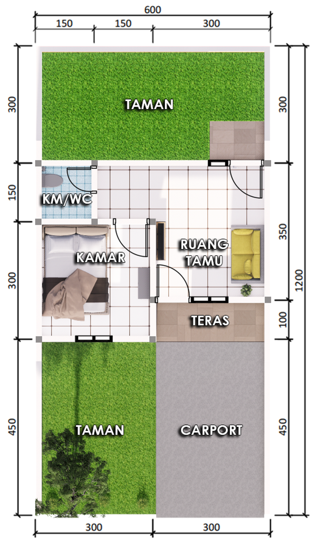 foto denah rumah tipe 27 (2024) perumahan Grand Kemayoran