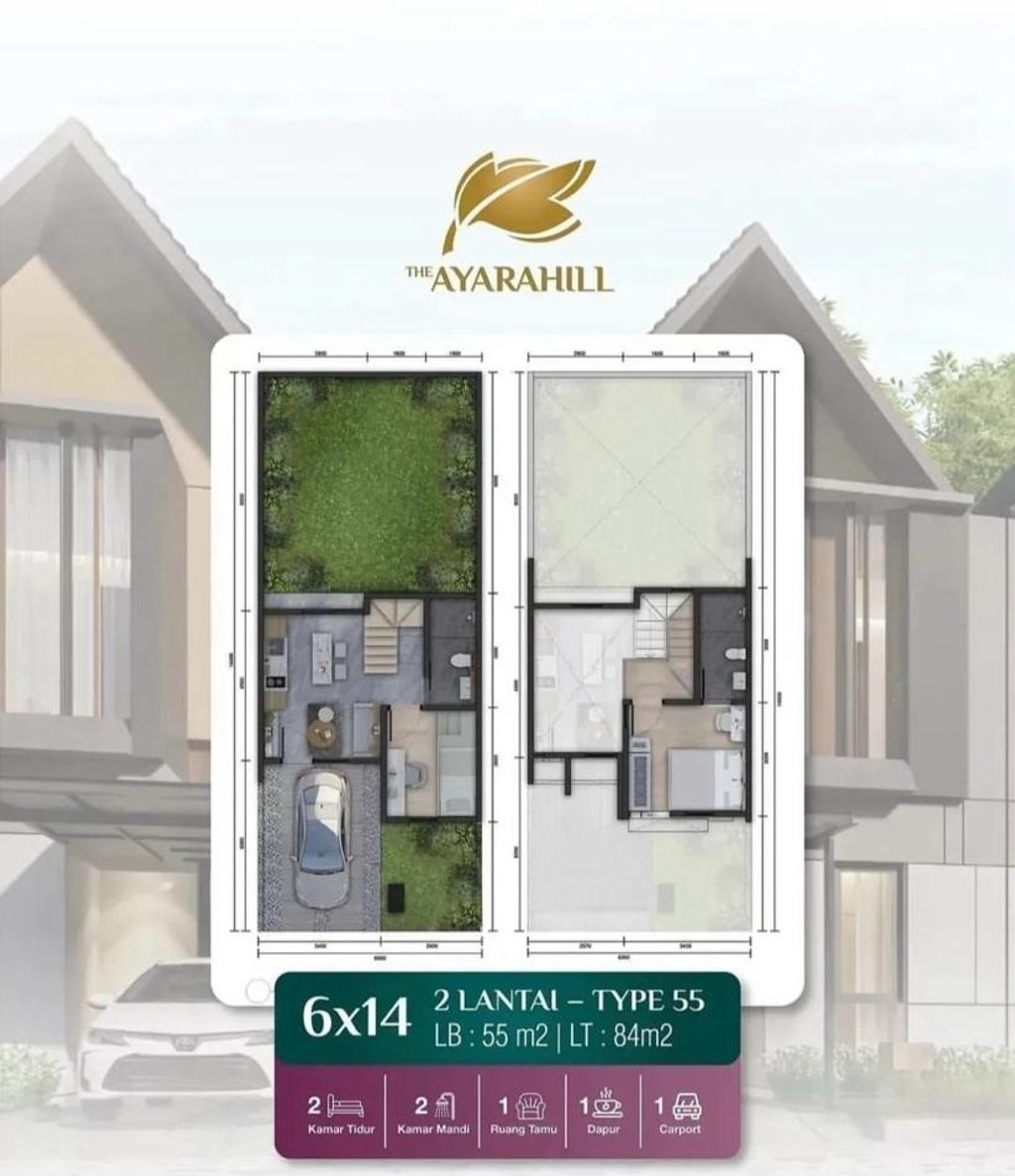 foto denah rumah tipe GAIA perumahan The Ayarahill AT Serpong