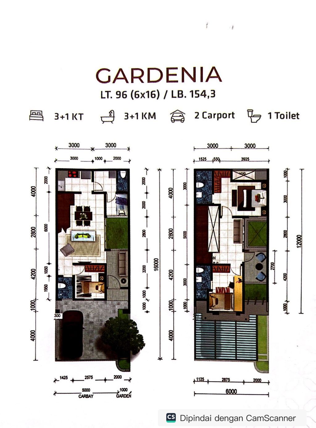 foto denah rumah tipe GARDENIA perumahan SPRINGVILLE RESIDENCE