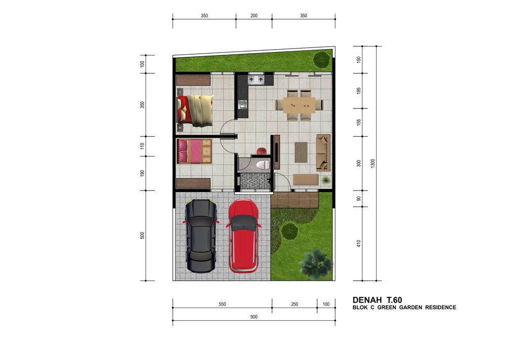 foto denah rumah tipe 60 perumahan GREEN GARDEN RESIDENCE