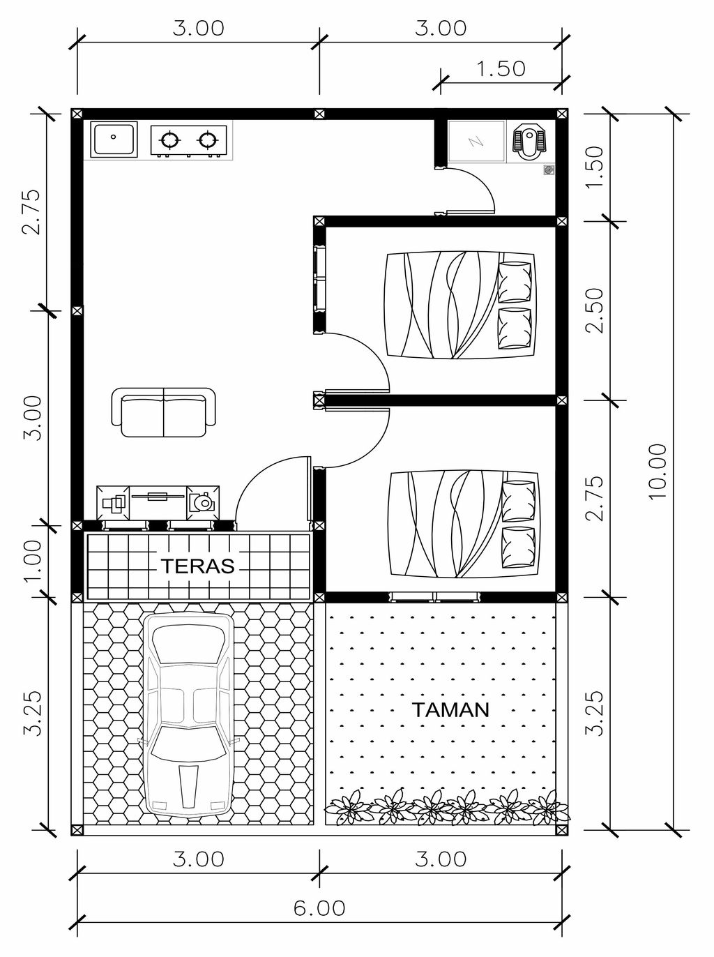 foto denah rumah tipe 36/60 perumahan GRIYA BANJAR AMANAH