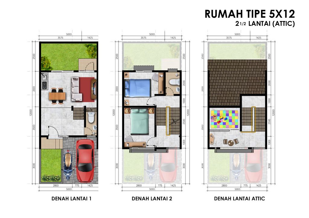 foto denah rumah tipe 5x12 Attic perumahan ASPENPARK SERPONG