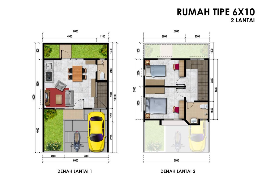 foto denah rumah tipe 6x10 2 Lantai Standard perumahan ASPENPARK SERPONG