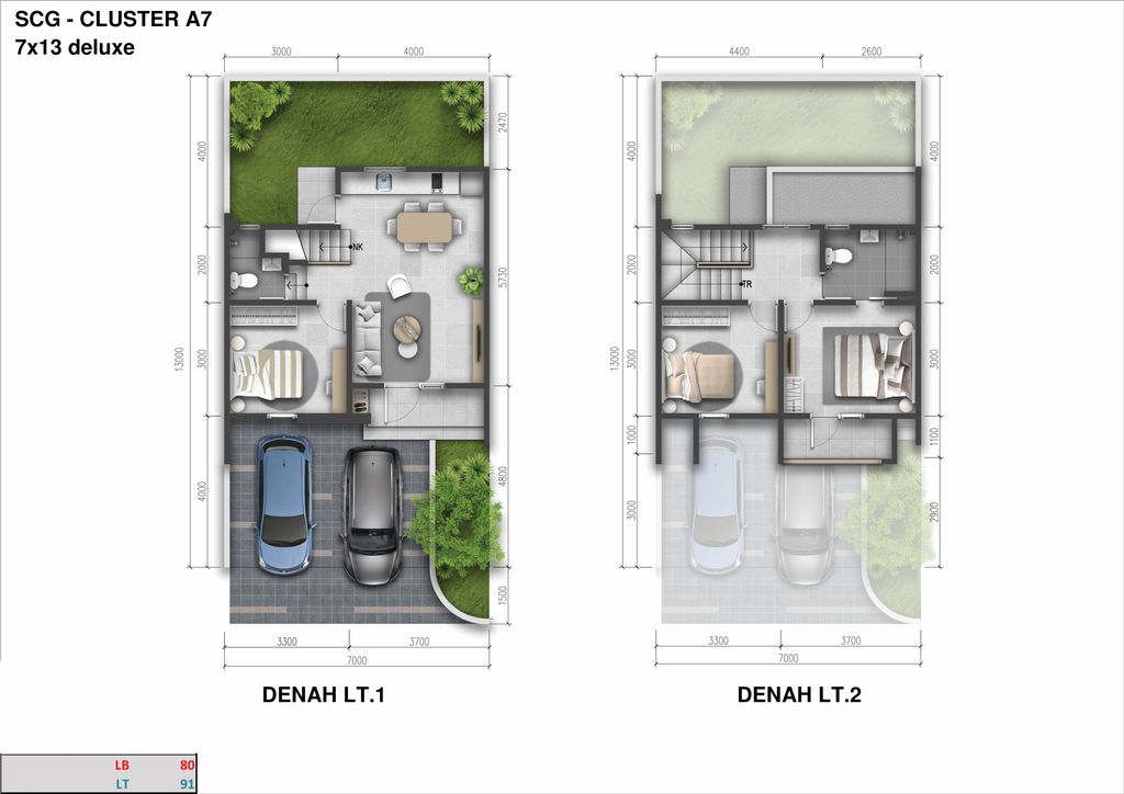 foto denah rumah tipe Regia 7x13 Deluxe perumahan SUMMARECON CROWN GADING - CLUSTER REGIA RESIDENCE