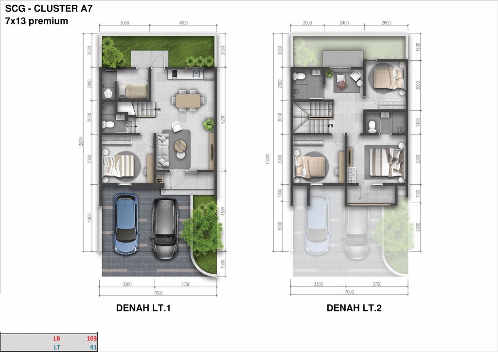 foto denah rumah tipe Regia 7x13 Premium perumahan SUMMARECON CROWN GADING - CLUSTER REGIA RESIDENCE