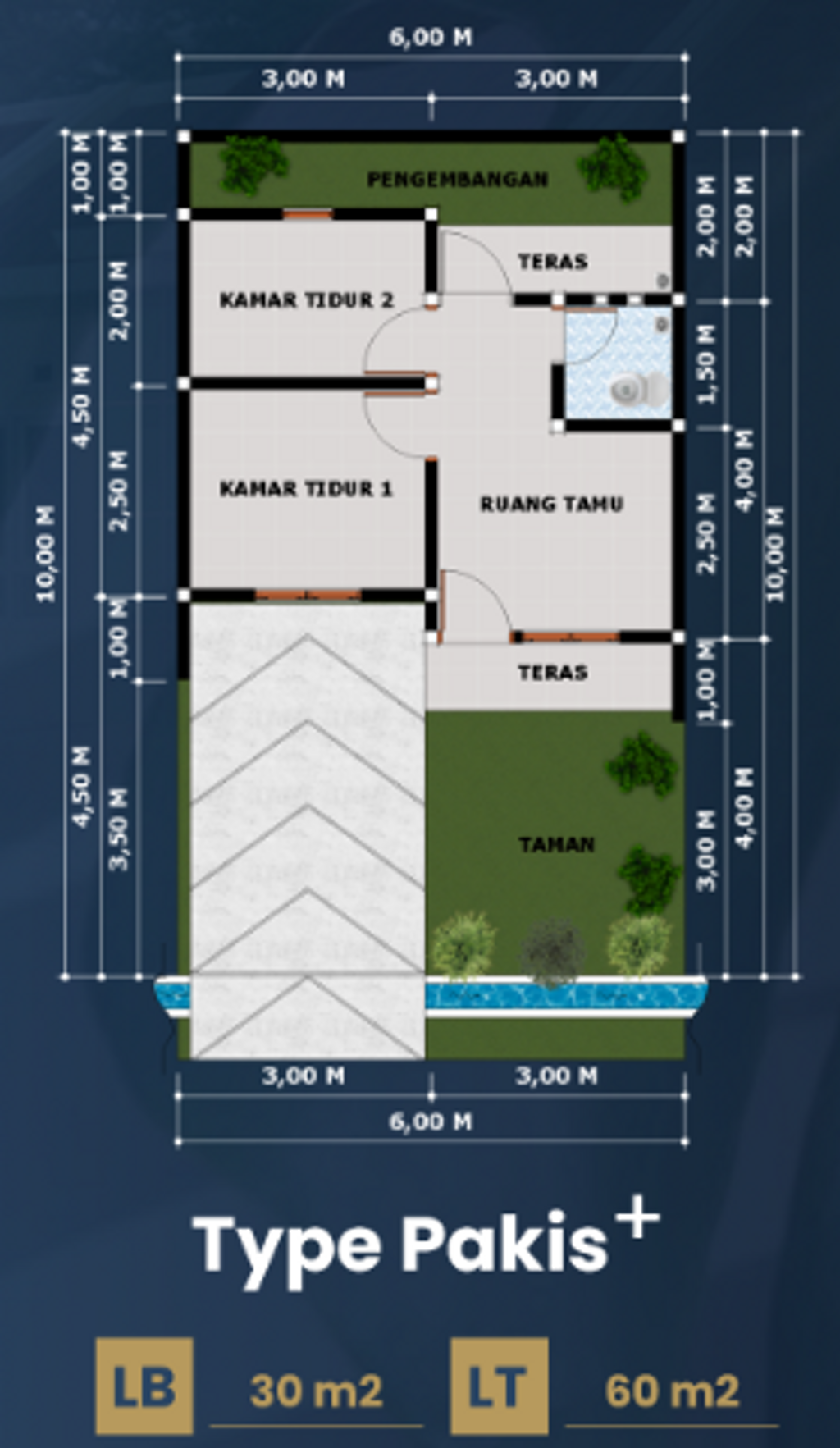 foto denah rumah tipe Pakis+ perumahan PESONA PRIMA 7 RAJAMANDALA