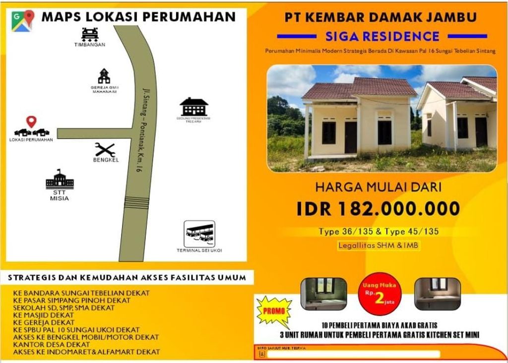 foto tampak rumah tipe 36 perumahan SIGA RESIDENCE