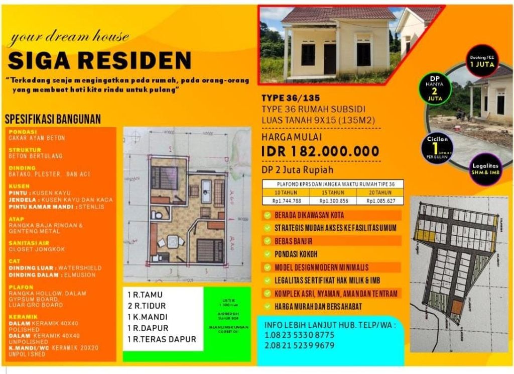 foto denah rumah tipe 36 perumahan SIGA RESIDENCE