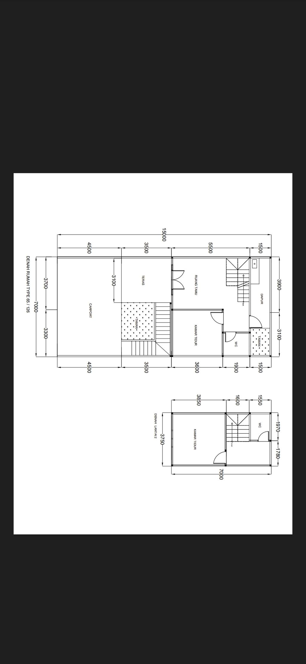 foto denah rumah tipe 65/120 perumahan KOTA BALI RESIDENCE
