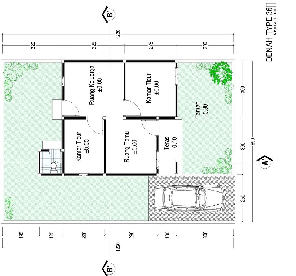 foto denah rumah tipe 36 2024 perumahan GREEN GAWALISE MANDIRI II